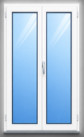 Porta finestra a due ante con ribalta in PVC